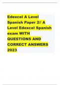 Edexcel A Level  Spanish Paper 2// A  Level Edexcel Spanish exam WITH  QUESTIONS AND  CORRECT ANSWERS  2023