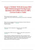 Exam 3: NUR242/ NUR 242 (Latest 2023/ 2024) Medical-Surgical Nursing Exam | Questions and Verified Answers| 100% Correct| Grade A- Galen