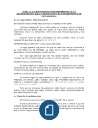 Tema 15. La responsabilidad patrimonial de la administración: La reparación y el procedimiento de reclamación.