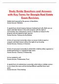 Study Guide Questions and Answers  with Key Terms for Georgia Real Estate Exam Revision.