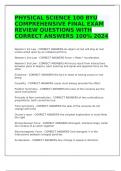 PHYSICAL SCIENCE 100 BYU COMPREHENSIVE FINAL EXAM REVIEW QUESTIONS WITH CORRECT ANSWERS 100% 2024