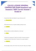 CSLB B LICENSE GENERAL  CONTRACTOR EXAM Questions and  Answers | 100% Correct Answer |  Grade A+ 