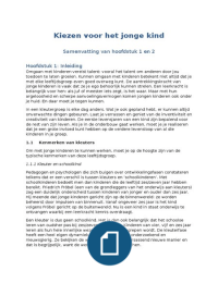 Kiezen voor het jonge kind hoofdstuk 1 en 2 (inleiding en ontwikkeling van jonge kinderen)