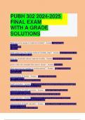 PUBH 302 FINAL EXAM WITH A GRADE SOLUTIONS