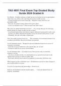  TAX 4001 Final Exam Top Graded Study Guide 2024 Graded A