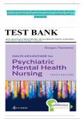 Test Bank For Davis Advantage For Psychiatric Mental Health Nursing 10th Edition, Karyn I. Morgan, Mary C. Townsend
