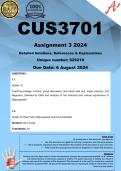 CUS3701 Assignment 3 (COMPLETE ANSWERS) 2024 (629218)- DUE 6 August 2024