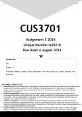 CUS3701 Assignment 3 (ANSWERS) 2024 - DISTINCTION GUARANTEED