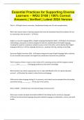 Essential Practices for Supporting Diverse Learners – WGU D169  100% Correct Answers  Verified Latest 2024 Version