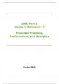 CMA Part 1 Volume 2: Sections D – F Financial Planning, Performance, and Analytics