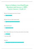 Intro to Culinary Arts  Exam pack Questions and Answers | 100% Correct Answer | Grade A+