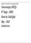 Zaid Qais – May 2023 – Neurosurgery MCQs Neurosurgery MCQs 6 th Stage – BMC Done by: Zaid Qais May – 2023 Q-DataBase Project