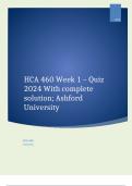 HCA 460 Week 1 – Quiz 2024 With complete solution; Ashford University