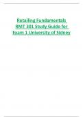 Retailing Fundamentals  RMT 301 Study Guide for  Exam 1 University of Sidney