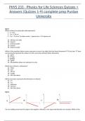 PHYS 233 - Physics for Life Sciences Quizzes + Answers (Quizzes 1-9) complete prep Purdue University