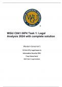 WGU C841 IHP4 Task 1: Legal Analysis 2024 with complete solution 