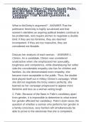 McGinley, "Hillary Clinton, Sarah Palin, and Michelle Obama: Performing Gender, Race, and Class on the Campaign Trail"Exam Questions & Answers