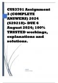 CUS3701 Assignment 3 (COMPLETE ANSWERS) 2024 (629218)- DUE 6 August 2024; 100% TRUSTED workings, explanations and solutions.