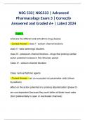 NSG 533| NSG533 | Advanced Pharmacology Exam 3 | Correctly Answered and Graded A+ | Latest 2024