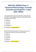 NSG 533 | NSG533 Exam 1 | Advanced Pharmacology | Correctly Answered and Graded A+ | Latest 2024 | Wilkes