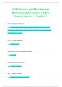 Child Growth and Development Questions and Answers | 100%  Correct Answer | Grade A+