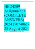 HED4809 Assignment 4 (COMPLETE ANSWERS) 2024 (707406) - 23 August 2024