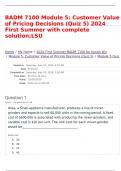 BADM 7100 Module 5: Customer Value of Pricing Decisions (Quiz 5) 2024 First Summer with complete solution;LSU