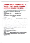 ESSENTIALS OF SONOGRAPHY & PATIENT CARE QUESTIONS AND ANSWERS NEW EDITION 2024