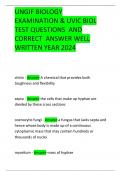 UNGIF BIOLOGY EXAMINATION & UVIC BIOL TEST QUESTIONS  AND CORRECT  ANSWER WELL WRITTEN YEAR 2024 