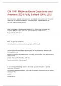 CM 1011 Midterm Exam Questions and Answers 2024 Fully Solved 100%;LSU