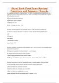 Blood Bank Final Exam Revised Questions and Answers / Sure A+