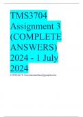TMS3704 Assignment 3 (COMPLETE ANSWERS) 2024 - 1 July 2024