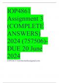 IOP4861 Assignment 3 (COMPLETE ANSWERS) 2024 (757506)- DUE 20 June 2024
