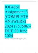 IOP4861 Assignment 3 (COMPLETE ANSWERS) 2024 (757506)- DUE 20 June 2024
