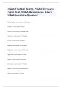 NCAA Football Teams, NCAA Divisions Rules Test, NCAA Governance, Law v NCAA (combined)passed