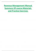 Revenue Management Manual  Summary Of course Materials  and Practice Exercises