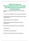 NURS 615 Advanced  Pharmacotherapeutics Nurse Prescribers  Quiz Bank Correctly Answered with  Verified Solutions.