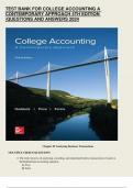 TEST BANK FOR COLLEGE ACCOUNTING A CONTEMPORARY APPROACH 4TH EDITION |QUESTIONS AND ANSWERS 2024