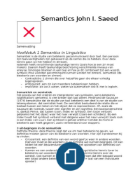 Semantics - John I. Saeed Samenvatting