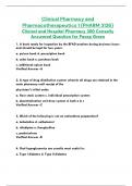 Clinical Pharmacy and Pharmacotherapeutics 1 (PHARM 3126) Clinical and Hospital Pharmacy 300 Correctly Answered Question for Pacop Green