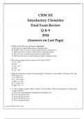 (ASU) CHM 101 Introductory Chemistry Final Exam Review Q & S 2024.