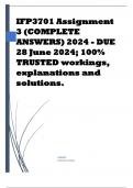 IFP3701 Assignment 3 (COMPLETE ANSWERS) 2024 - DUE 28 June 2024 Course Inclusive education in Foundation Phase (IFP3701) Institution University Of South Africa (Unisa) Book Diversity Pedagog