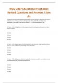 WGU D307 Educational Psychology Revised Questions and Answers / Sure A+