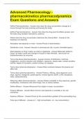 Advanced Pharmacology - pharmacokinetics pharmacodynamics Exam Questions and Answers