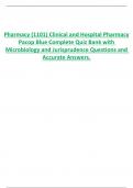 Pharmacy (1101) Clinical and Hospital Pharmacy Pacop Blue Complete Quiz Bank with  Microbiology and Jurisprudence Questions and  Accurate Answers