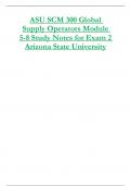 ASU SCM 300 Global  Supply Operators Module 5-8 Study Notes for Exam 2  Arizona State University