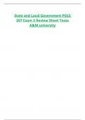 State and Local Government POLS  207 Exam 2 Review Sheet Texas A&M university