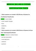 MEDICAL BILLING & CODING - CERTIFICATION TESTS Questions with 100% Correct Answers | Verified | Latest Update