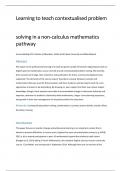 Learning to teach contextualised problem solving in a non-calculus mathematics pathway