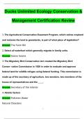 Ducks Unlimited Ecology Conservation & Management Certification Review Questions with 100% Correct Answers | Verified | Latest Update